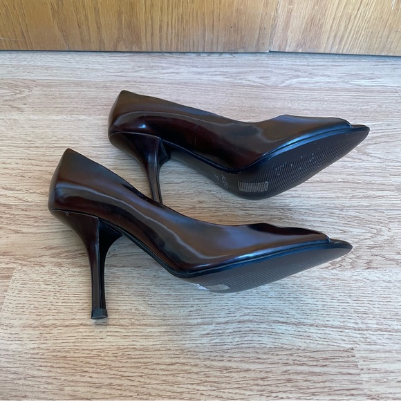 NWT ALDO WOMEN’S OPEN TOE HIGH HEELED BROWN SHOES SIZE 37 US SIZE 6.5-7 - Picture 5 of 15